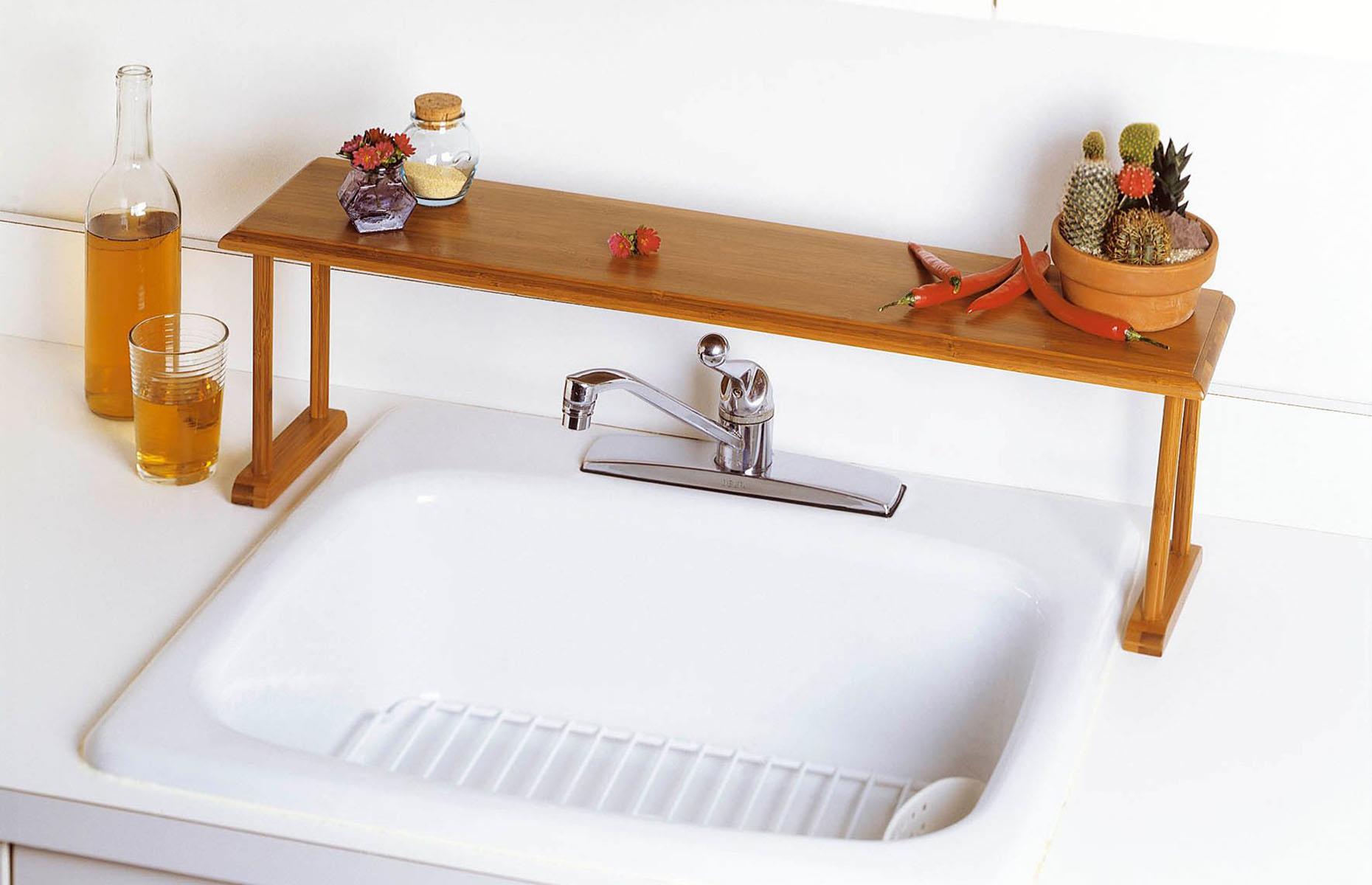 Add over-sink pedestal storage
